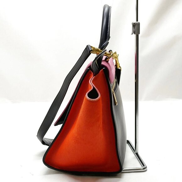 Authentic CELINE Trapeze pony hair Pink Calf Leather Hand Bag mn715-112525 - Picture 3 of 16